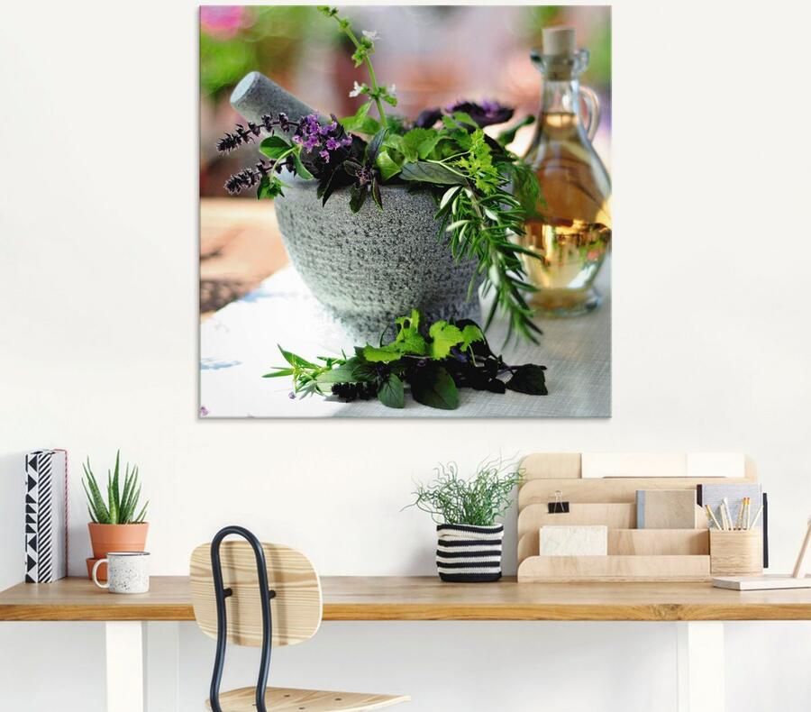Artland Print op glas Gezonde kruidenmix in de vijzel - Foto 5