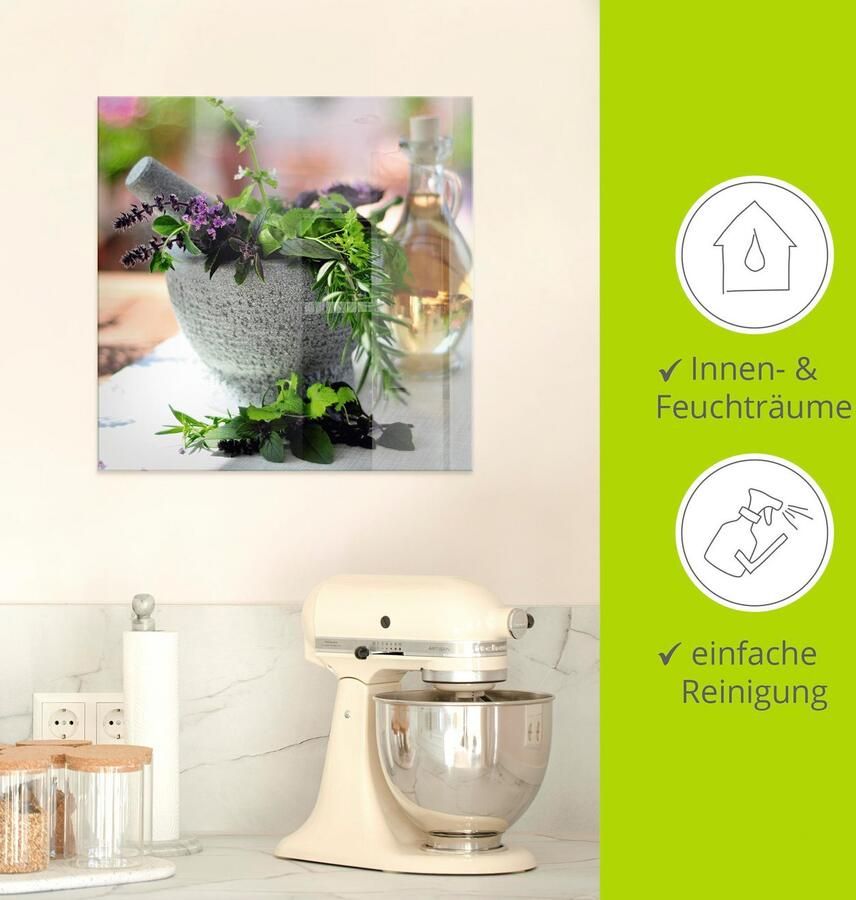 Artland Print op glas Gezonde kruidenmix in de vijzel - Foto 2