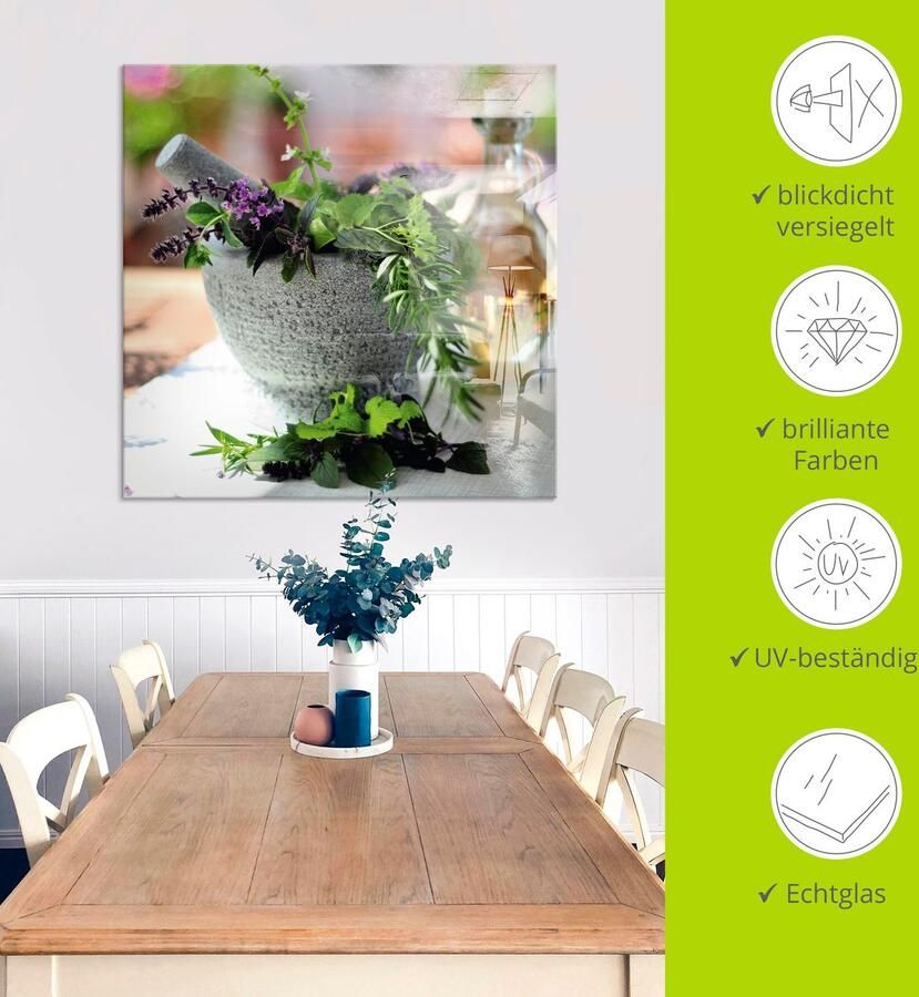 Artland Print op glas Gezonde kruidenmix in de vijzel - Foto 3