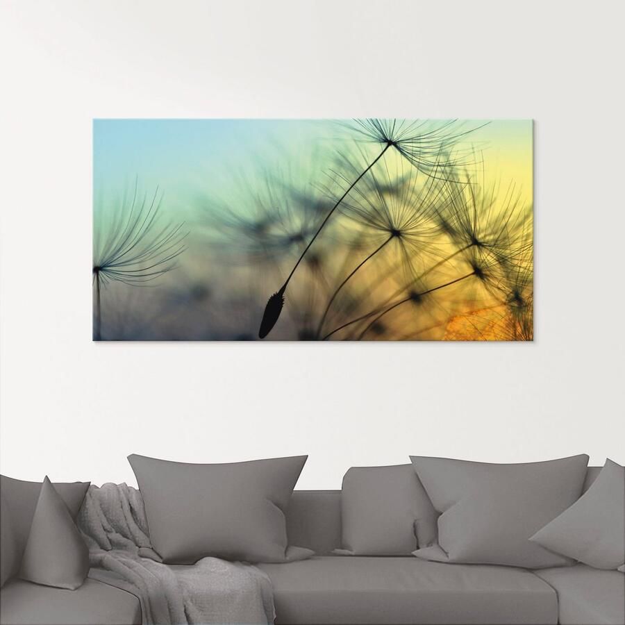 Artland Print op glas Goudkleurige zonsondergang en paardenbloemen - Foto 2