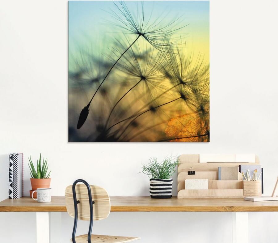 Artland Print op glas Goudkleurige zonsondergang en paardenbloemen - Foto 5