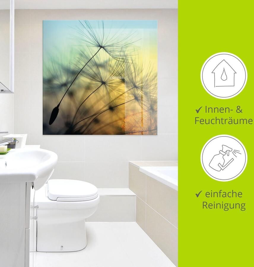 Artland Print op glas Goudkleurige zonsondergang en paardenbloemen - Foto 2