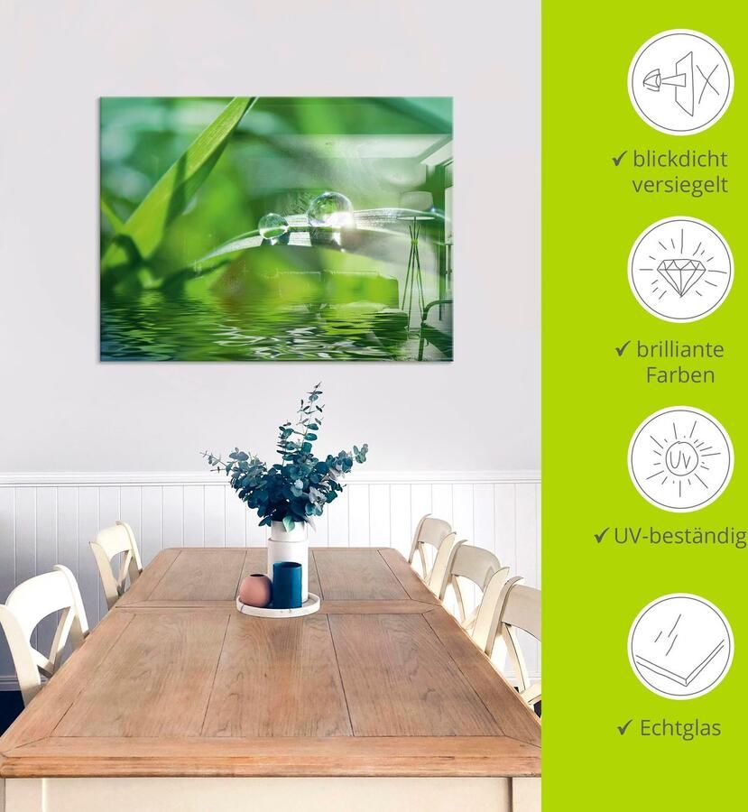Artland Print op glas Groene achtergrond met gras - Foto 3