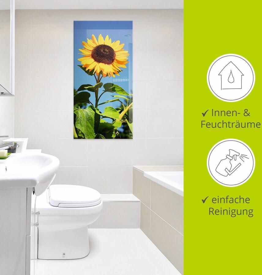 Artland Print op glas Grote zonnebloem in verschillende maten - Foto 3