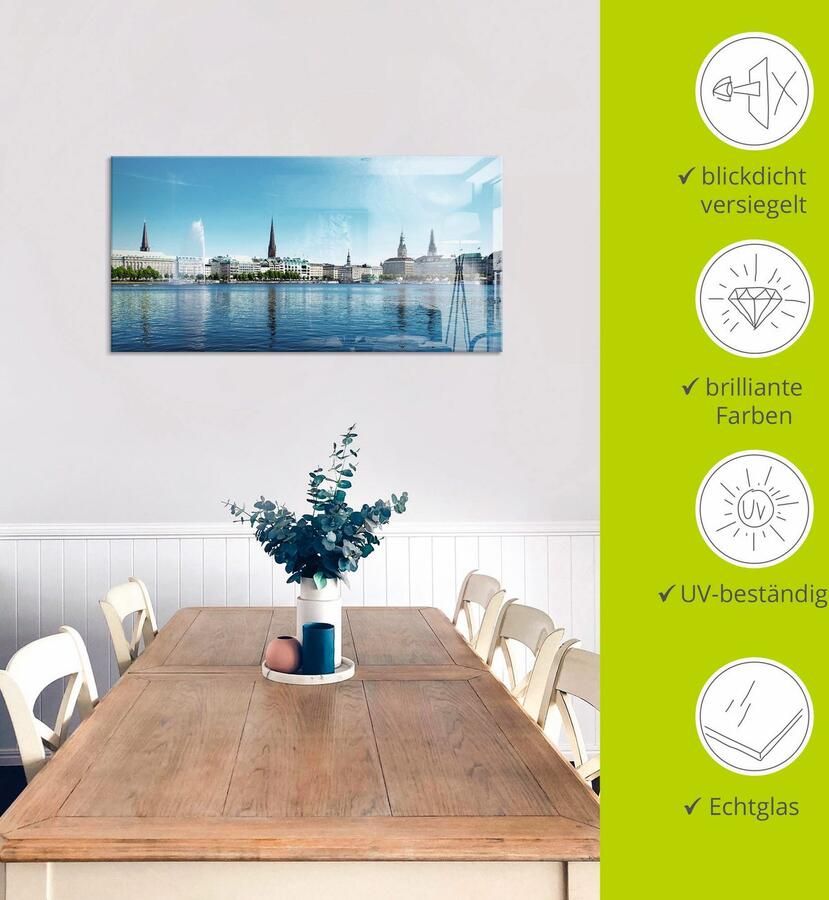 Artland Print op glas Hamburg Alsterpanorama - Foto 4