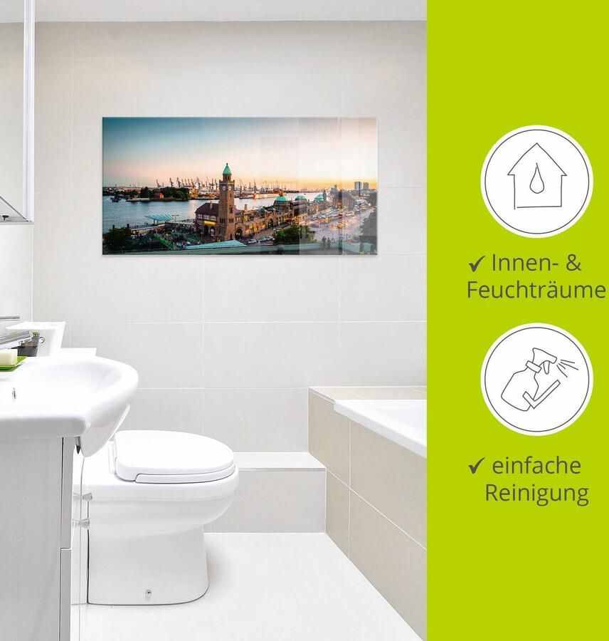 Artland Print op glas Hamburg Haven en pier in verschillende maten - Foto 3