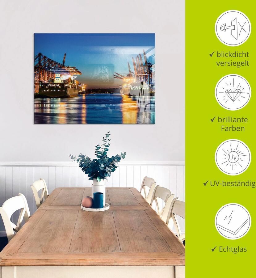 Artland Print op glas Hamburg Haven s avonds 2 - Foto 4