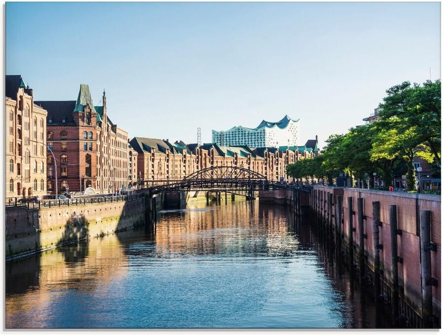 Artland Print op glas Hamburg Speicherstadt in verschillende maten - Foto 6