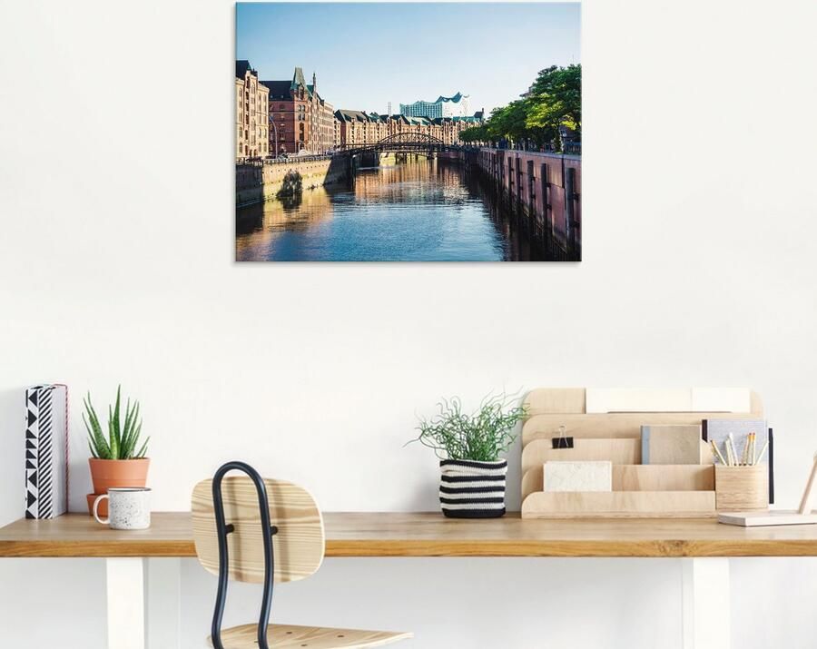 Artland Print op glas Hamburg Speicherstadt in verschillende maten - Foto 5