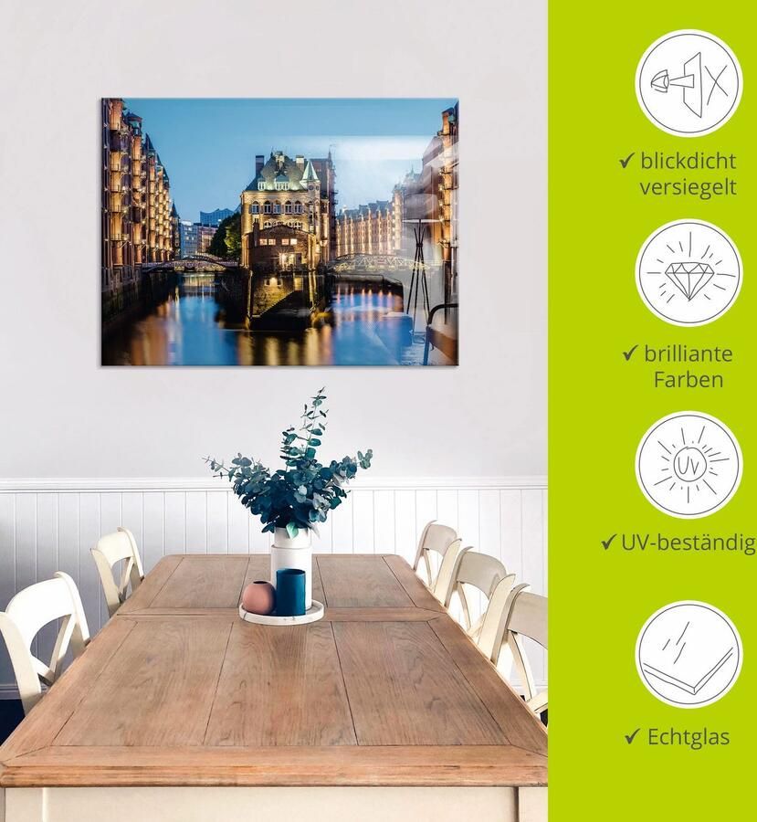 Artland Print op glas Hamburg Waterkasteel in Speicherstadt 2 - Foto 4