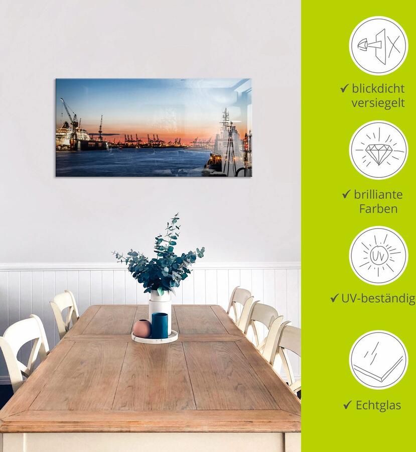 Artland Print op glas Hamburgse Haven in verschillende maten - Foto 4