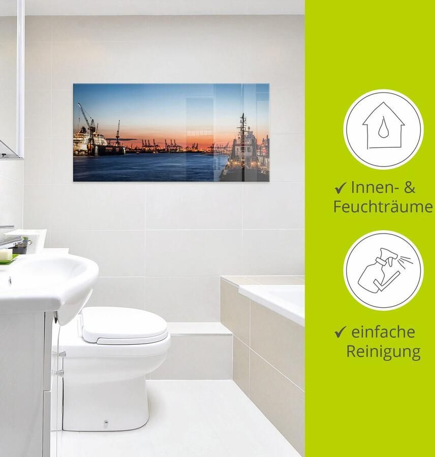 Artland Print op glas Hamburgse Haven in verschillende maten - Foto 3