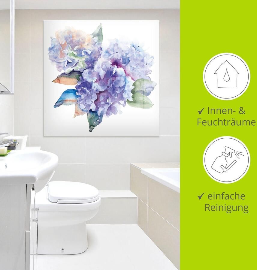 Artland Print op glas Hortensia's in verschillende maten - Foto 3