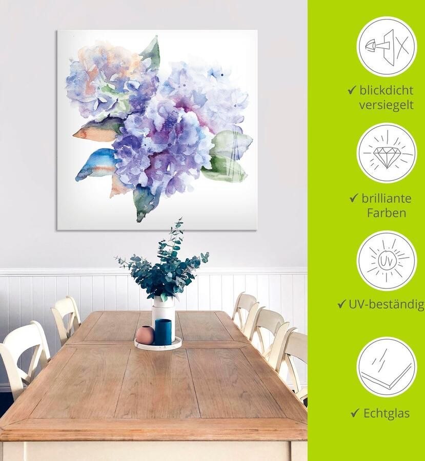 Artland Print op glas Hortensia's in verschillende maten - Foto 4