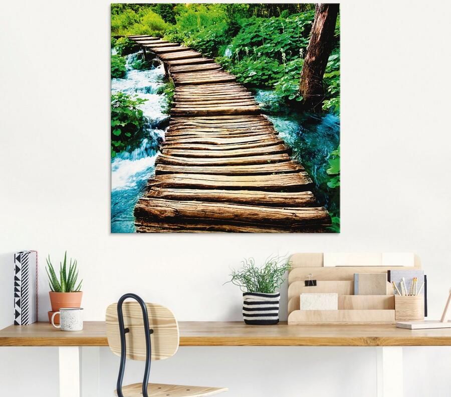 Artland Print op glas Houten brug in verschillende maten - Foto 5