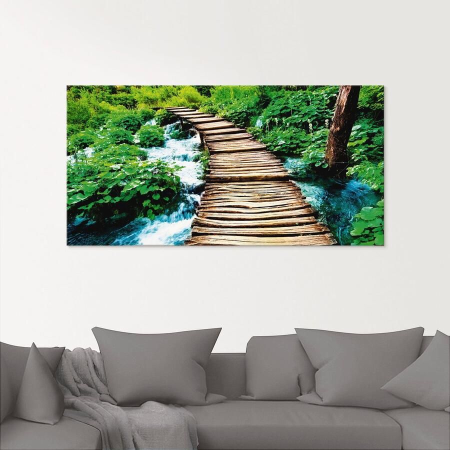 Artland Print op glas Houten brug in verschillende maten - Foto 2