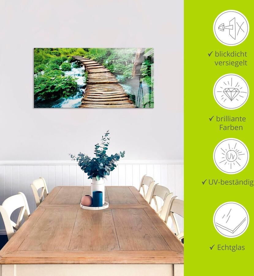 Artland Print op glas Houten brug in verschillende maten - Foto 3