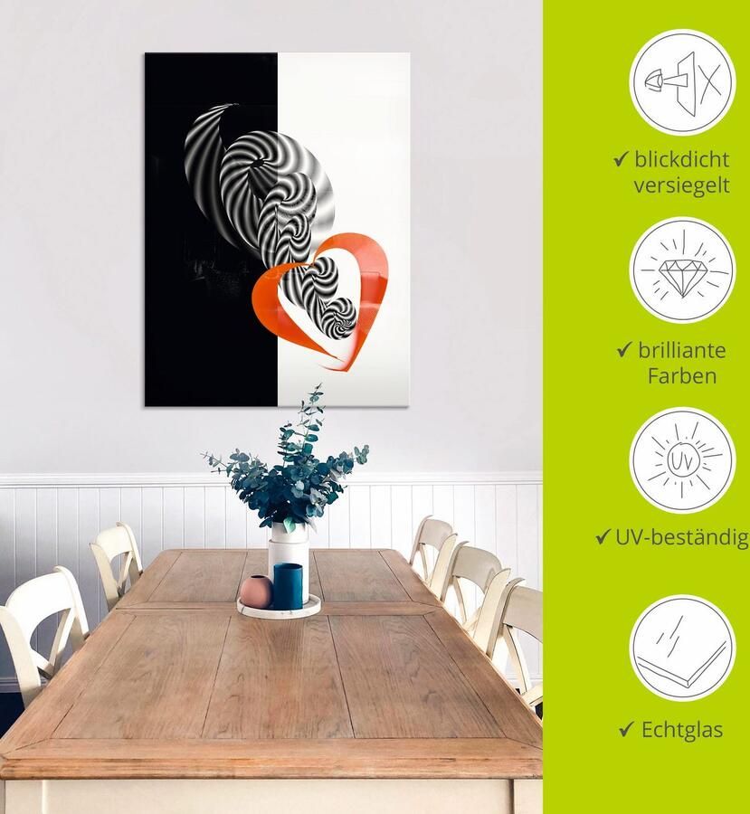 Artland Print op glas In het midden van het hart - Foto 4