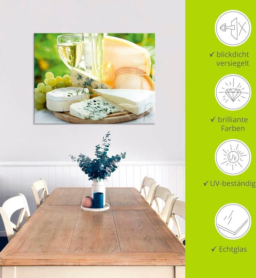 Artland Print op glas Kaas & wijn in verschillende maten - Foto 3