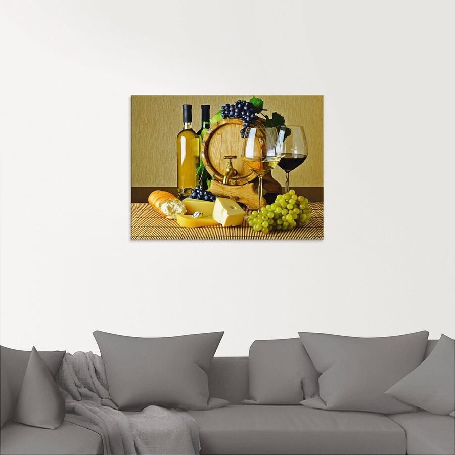 Artland Print op glas Kaas wijn en druiven in verschillende maten - Foto 2