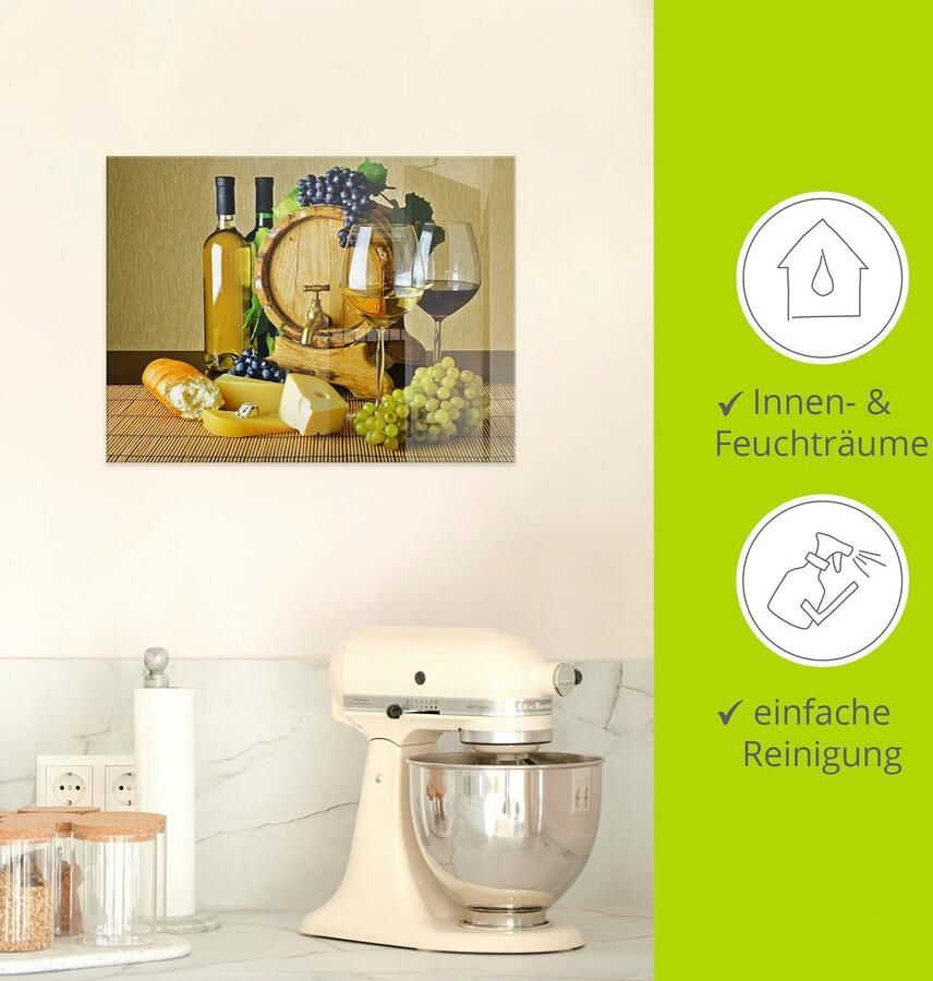 Artland Print op glas Kaas wijn en druiven in verschillende maten - Foto 3