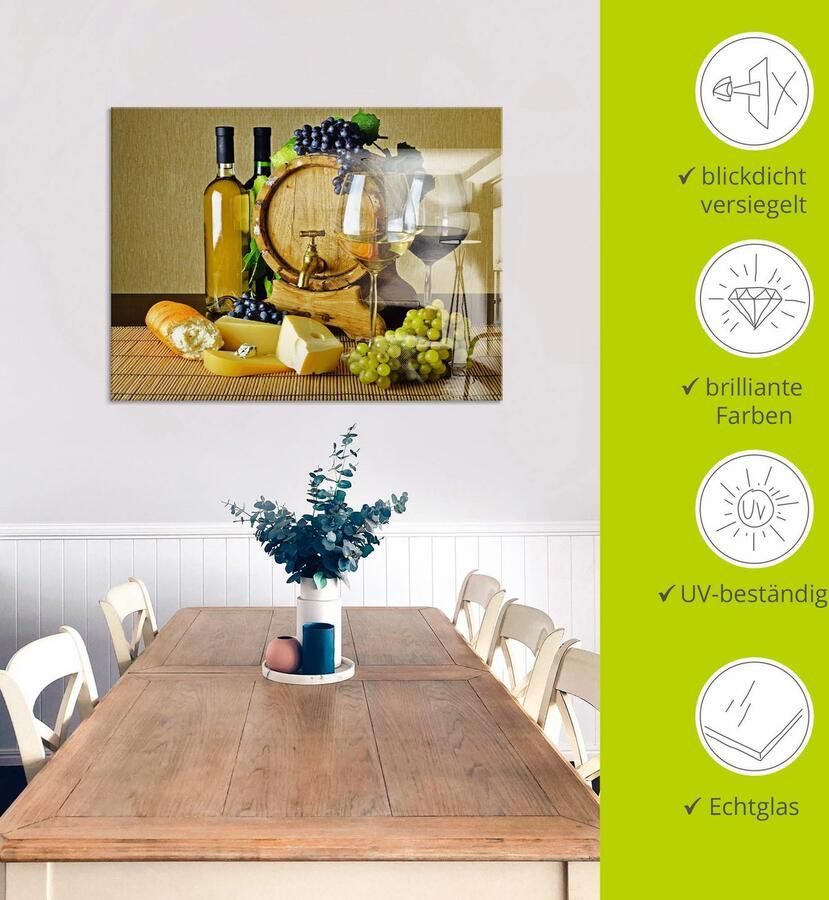 Artland Print op glas Kaas wijn en druiven in verschillende maten - Foto 4