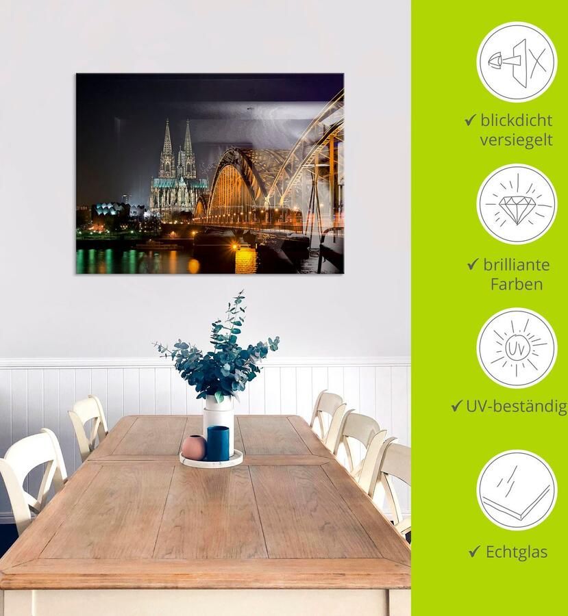 Artland Print op glas Keulse domkerk met brug - Foto 4