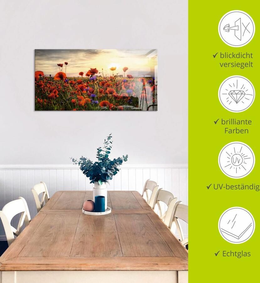 Artland Print op glas Klaprozen in verschillende maten - Foto 5