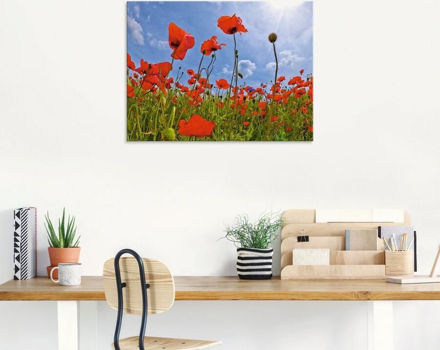 Artland Print op glas Klaprozenveld in verschillende maten - Foto 5