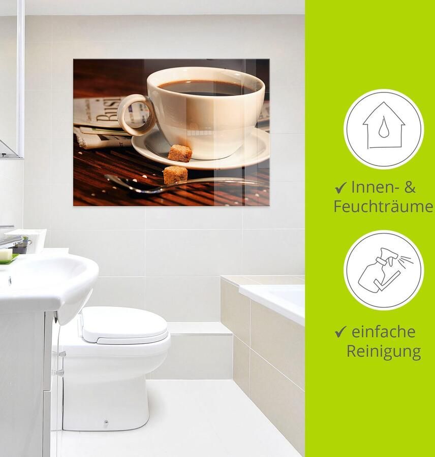 Artland Print op glas Koffiekopje en krant in verschillende maten - Foto 2