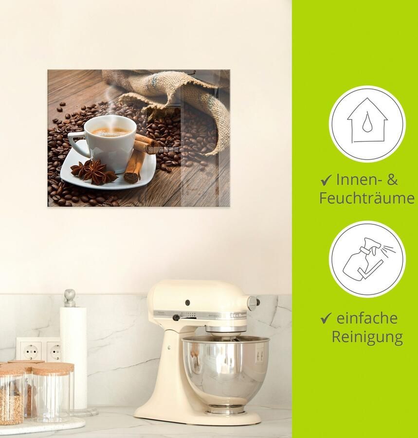 Artland Print op glas Koffiekopje linnen zak met koffiebonen - Foto 2