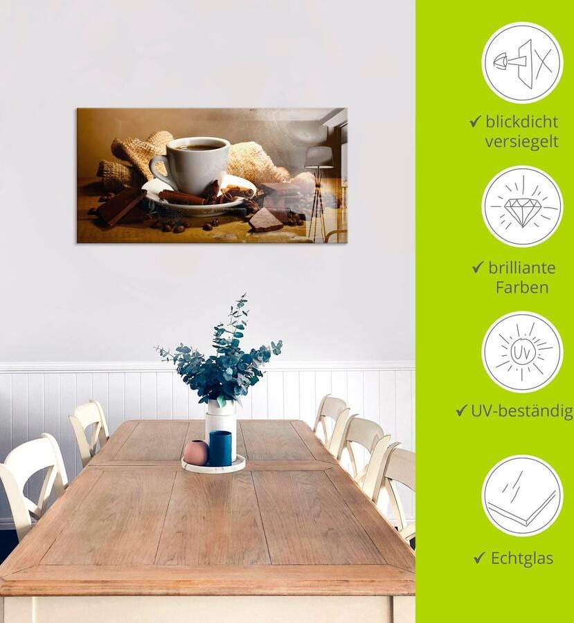 Artland Print op glas Koffiekopje pijpje kaneel noten chocolade - Foto 2