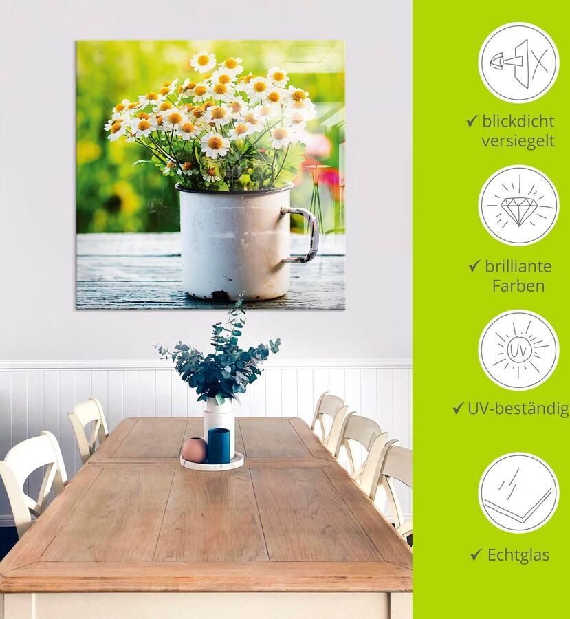 Artland Print op glas Lentetuin met echte kamille - Foto 3