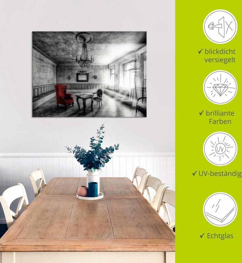 Artland Print op glas Lost Place rode fauteuil - Foto 4