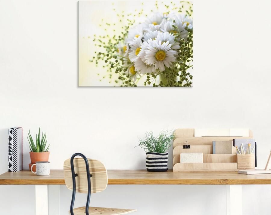 Artland Print op glas Madeliefje met groen in verschillende maten - Foto 6
