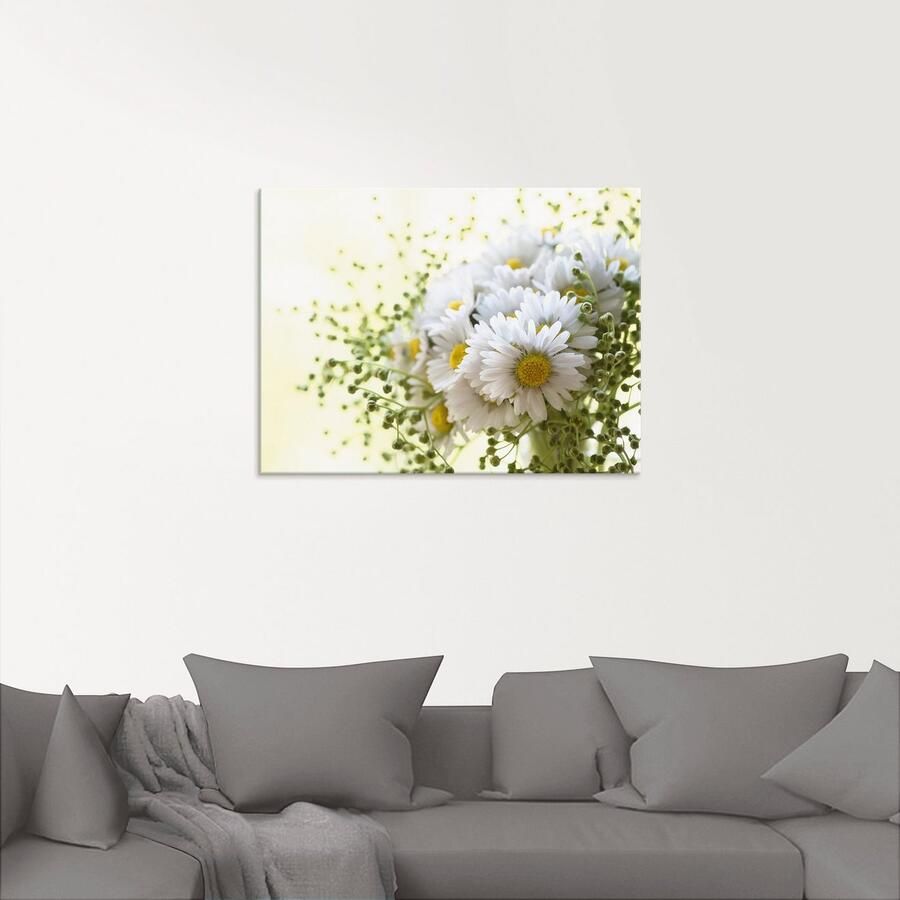 Artland Print op glas Madeliefje met groen in verschillende maten - Foto 2