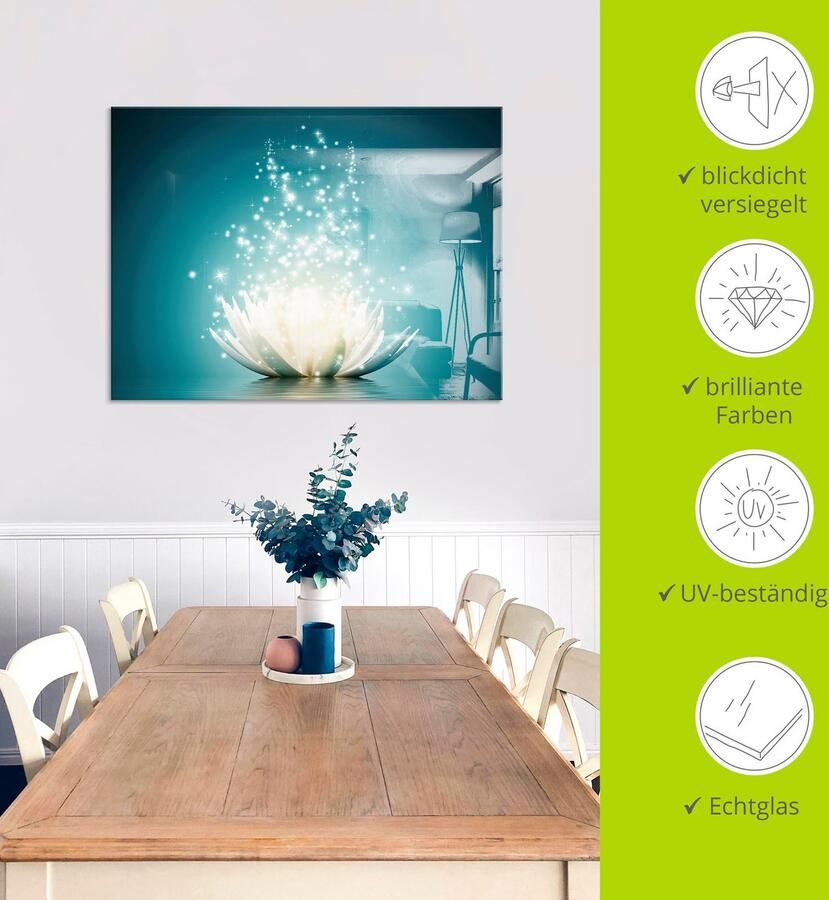Artland Print op glas Magie van de lotusbloem - Foto 3