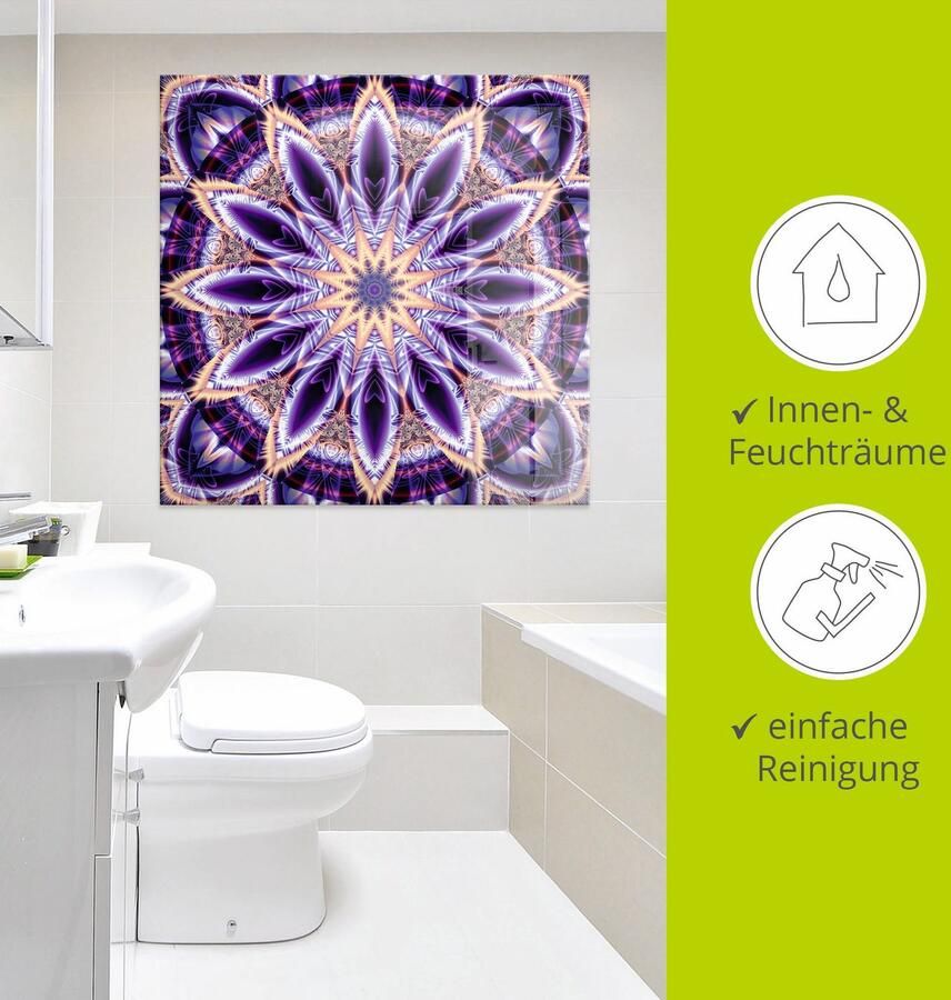 Artland Print op glas Mandala ster paars in verschillende maten - Foto 3