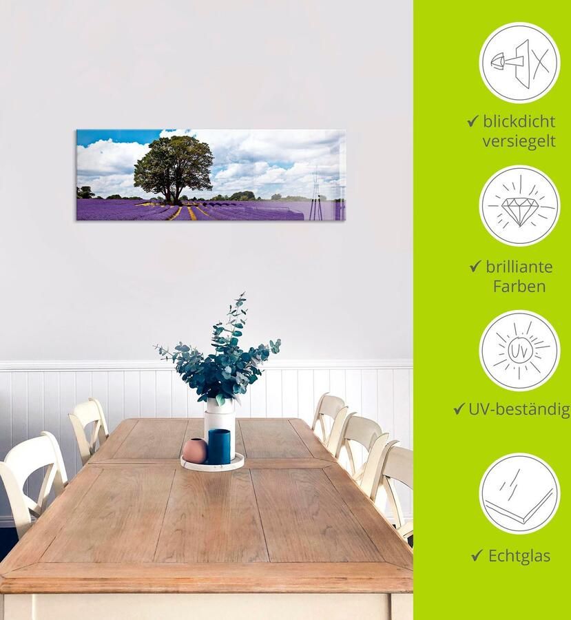 Artland Print op glas Mooi lavendelveld in de zomer - Foto 4