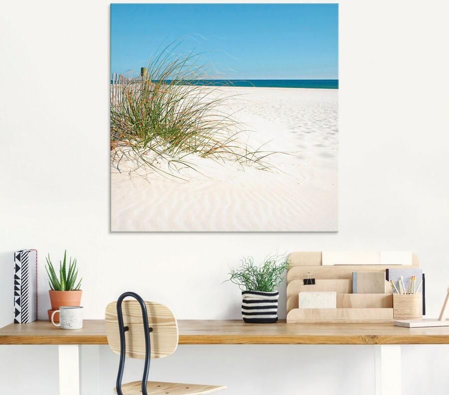 Artland Print op glas Mooie duinen met grassen en hek - Foto 5