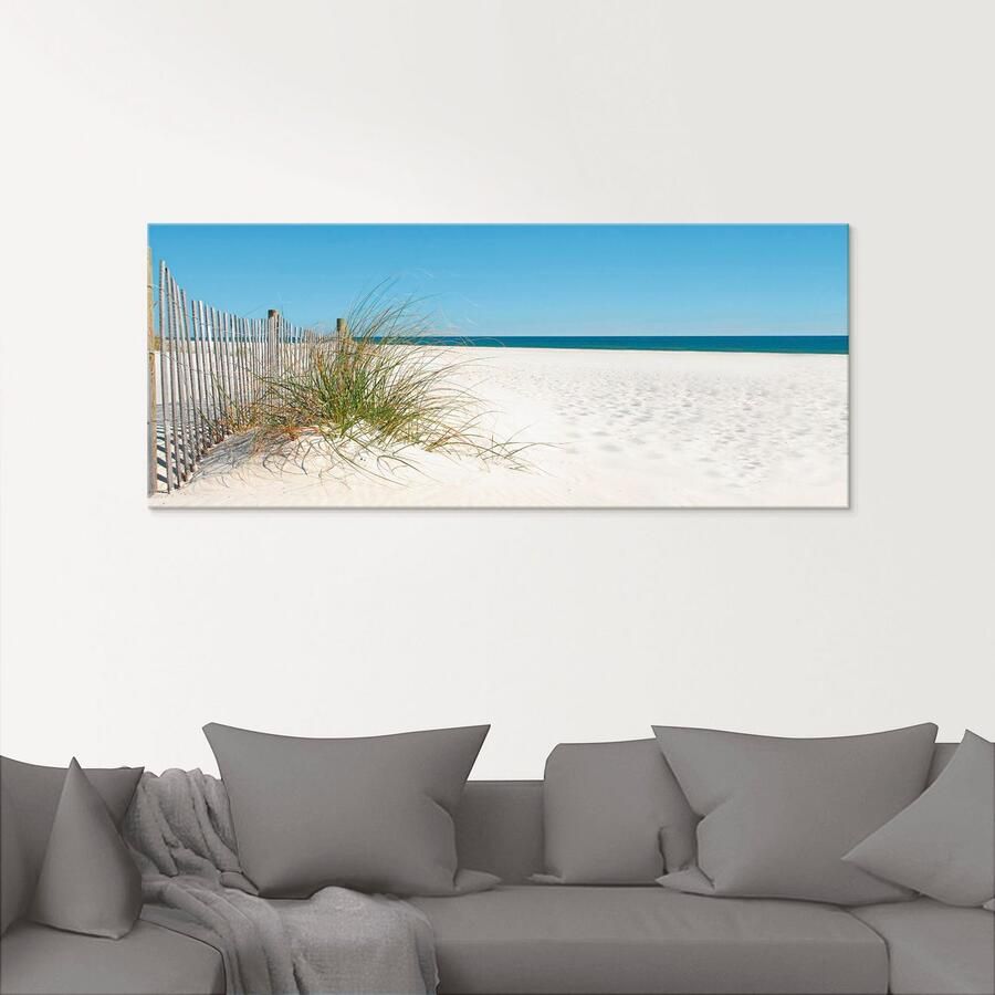 Artland Print op glas Mooie duinen met grassen en hek - Foto 2