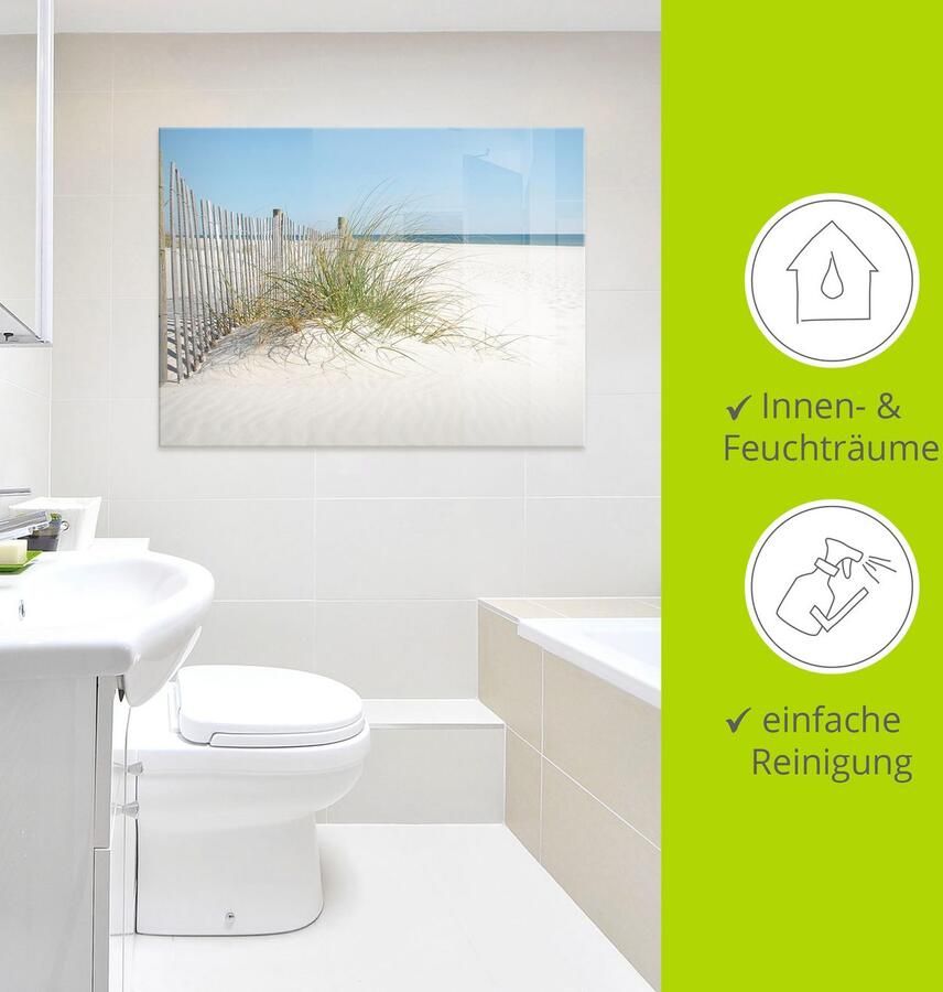 Artland Print op glas Mooie duinen met grassen en hek - Foto 2