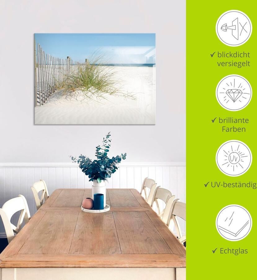 Artland Print op glas Mooie duinen met grassen en hek - Foto 3