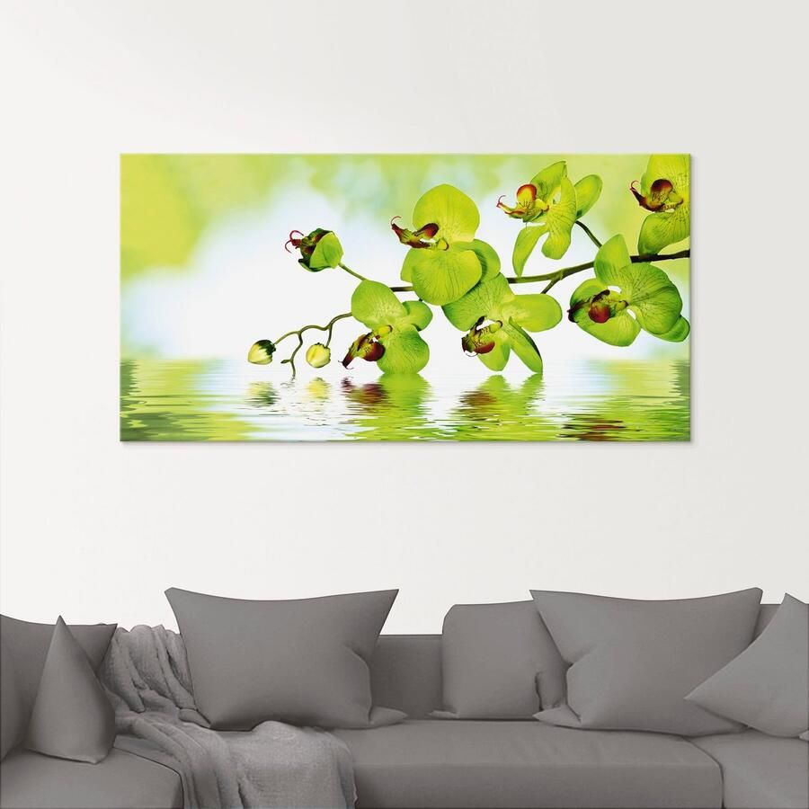Artland Print op glas Mooie orchidee met groene achtergrond - Foto 2
