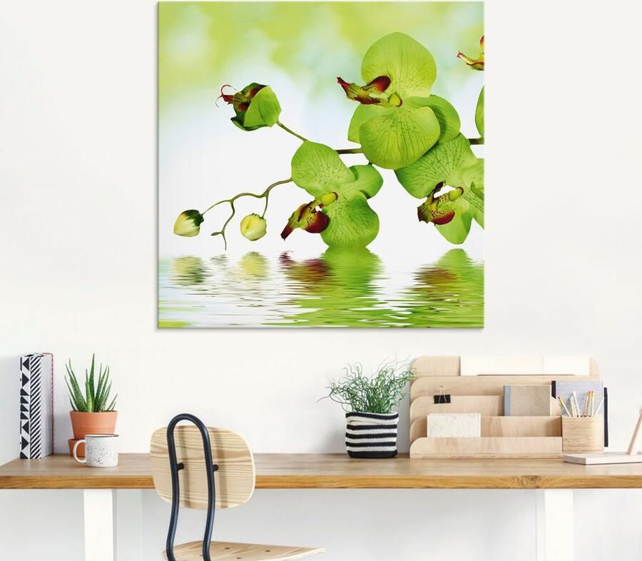 Artland Print op glas Mooie orchidee met groene achtergrond - Foto 5