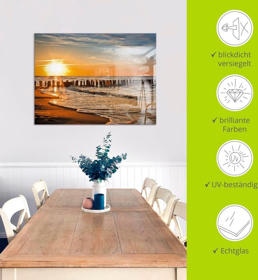 Artland Print op glas Mooie zonsondergang aan het strand - Foto 3