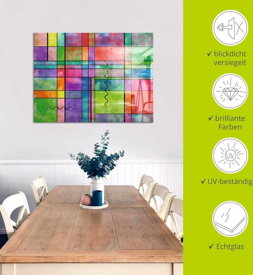 Artland Print op glas Multicolour Abstract in verschillende maten - Foto 4