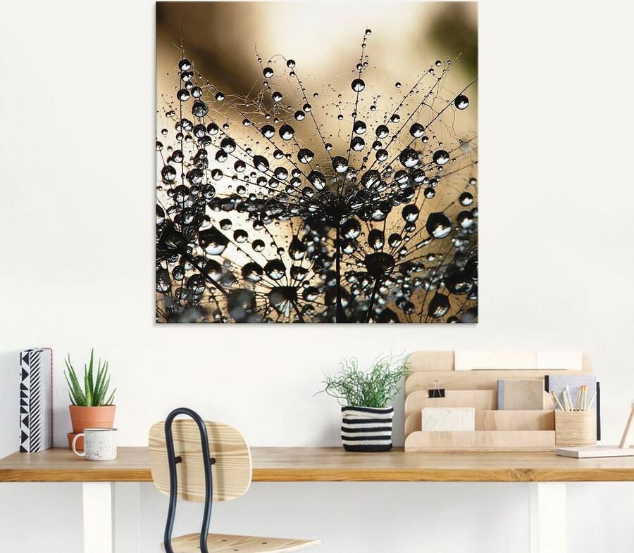 Artland Print op glas Natte paardenbloem in verschillende maten - Foto 5