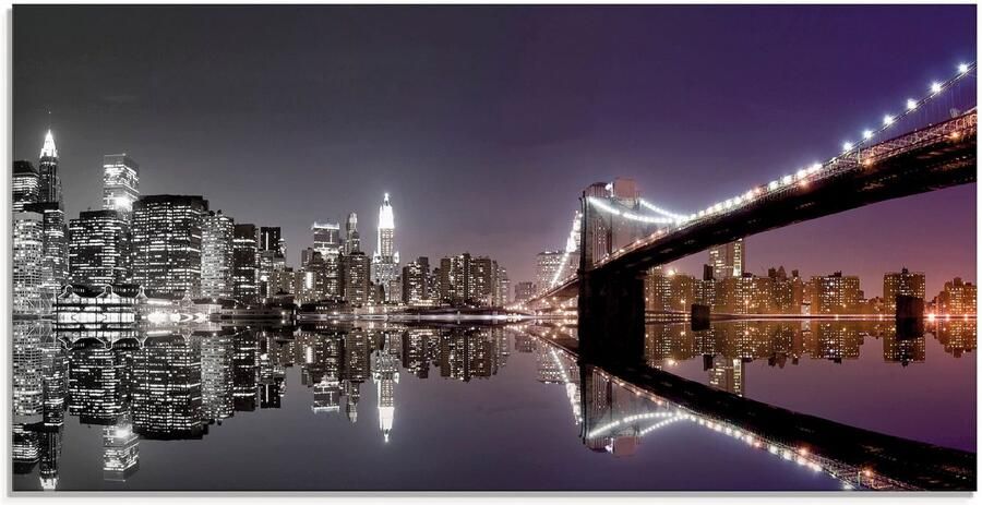 Artland Print op glas New York skyline nachtelijke reflectie - Foto 5