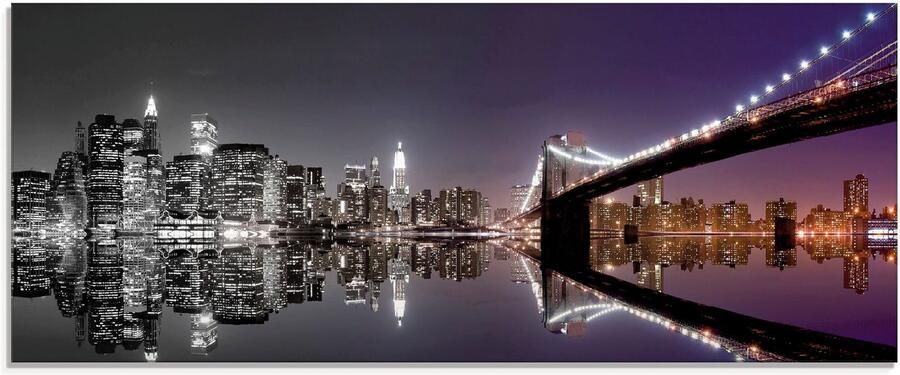 Artland Print op glas New York skyline nachtelijke reflectie - Foto 6